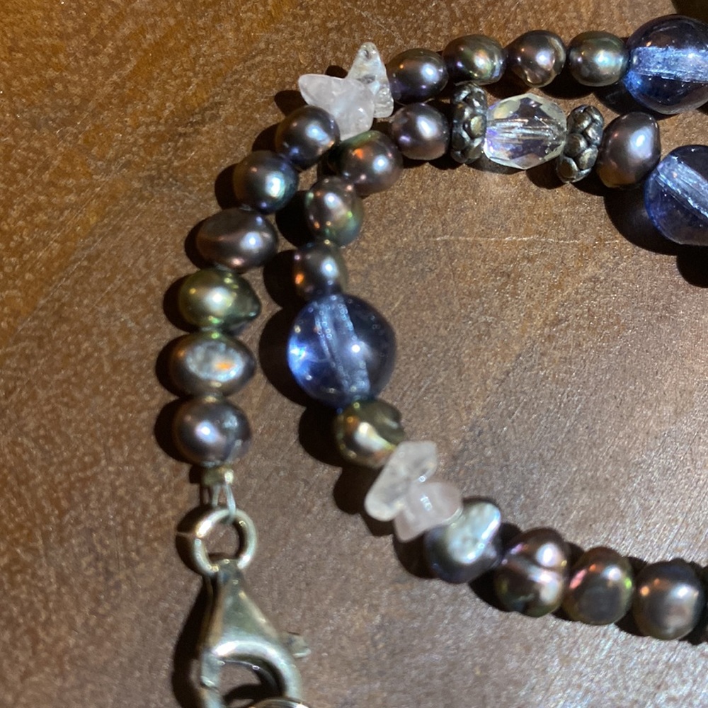 Beaded Indigo Butterfly Necklace